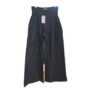 TFY Collection Black Wide-Leg Cotton Pants Endless Moon Resort Wear Pants Lux